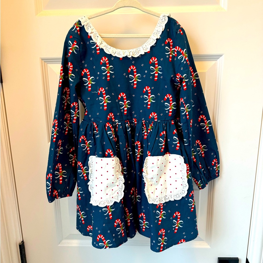 Sweethoney ruffled pocket tunic Candy Cane Sparkle size 8